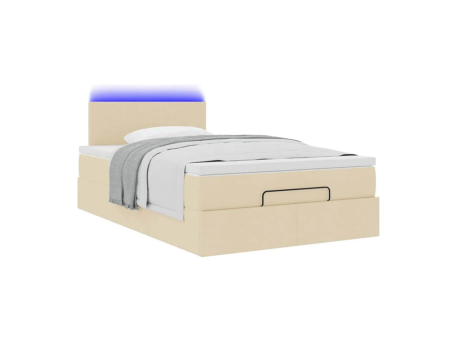 Cadre de lit ottoman avec matelas crème 120x190 cm tissu