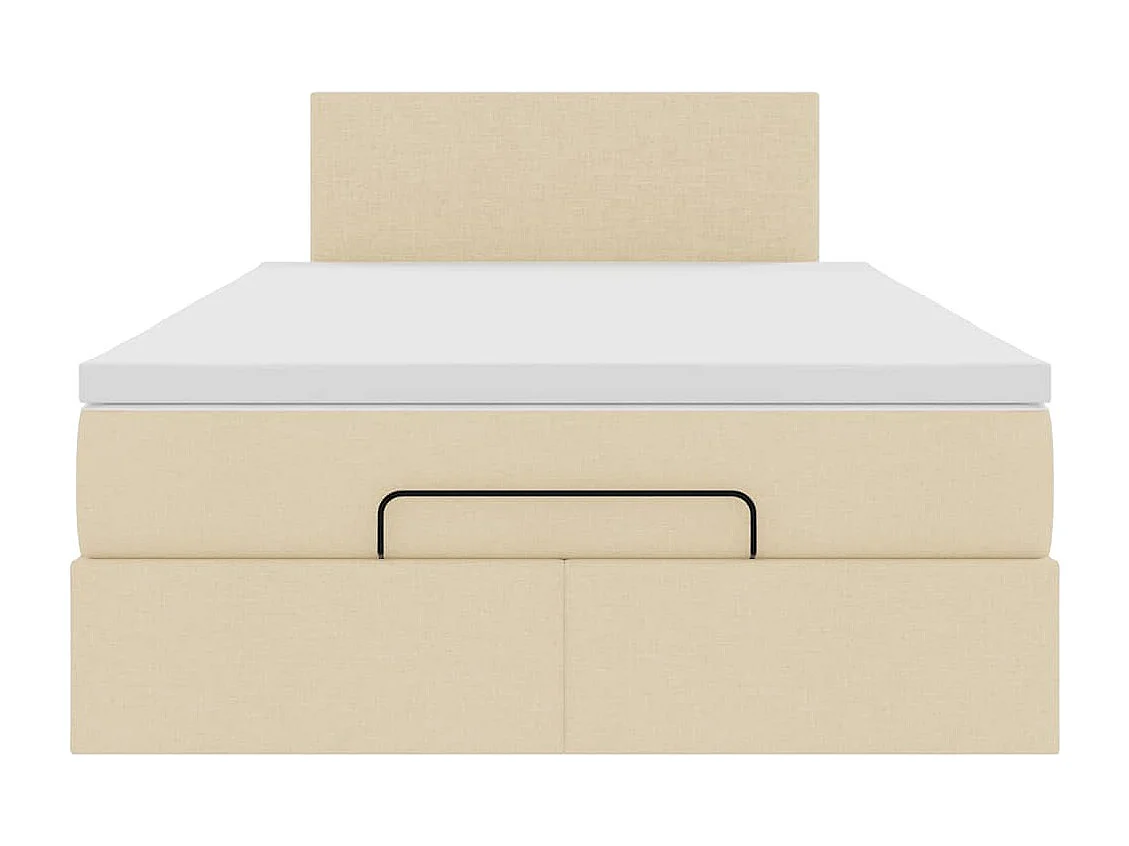 Cadre de lit ottoman avec matelas crème 120x190 cm tissu