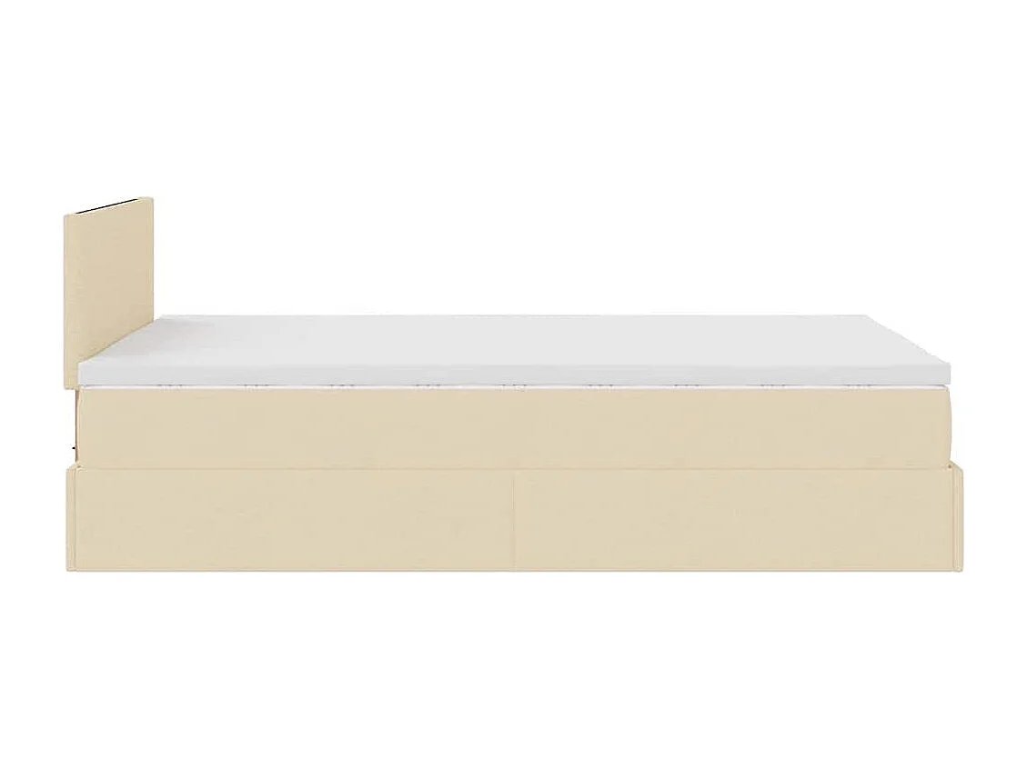 Cadre de lit ottoman avec matelas crème 120x190 cm tissu