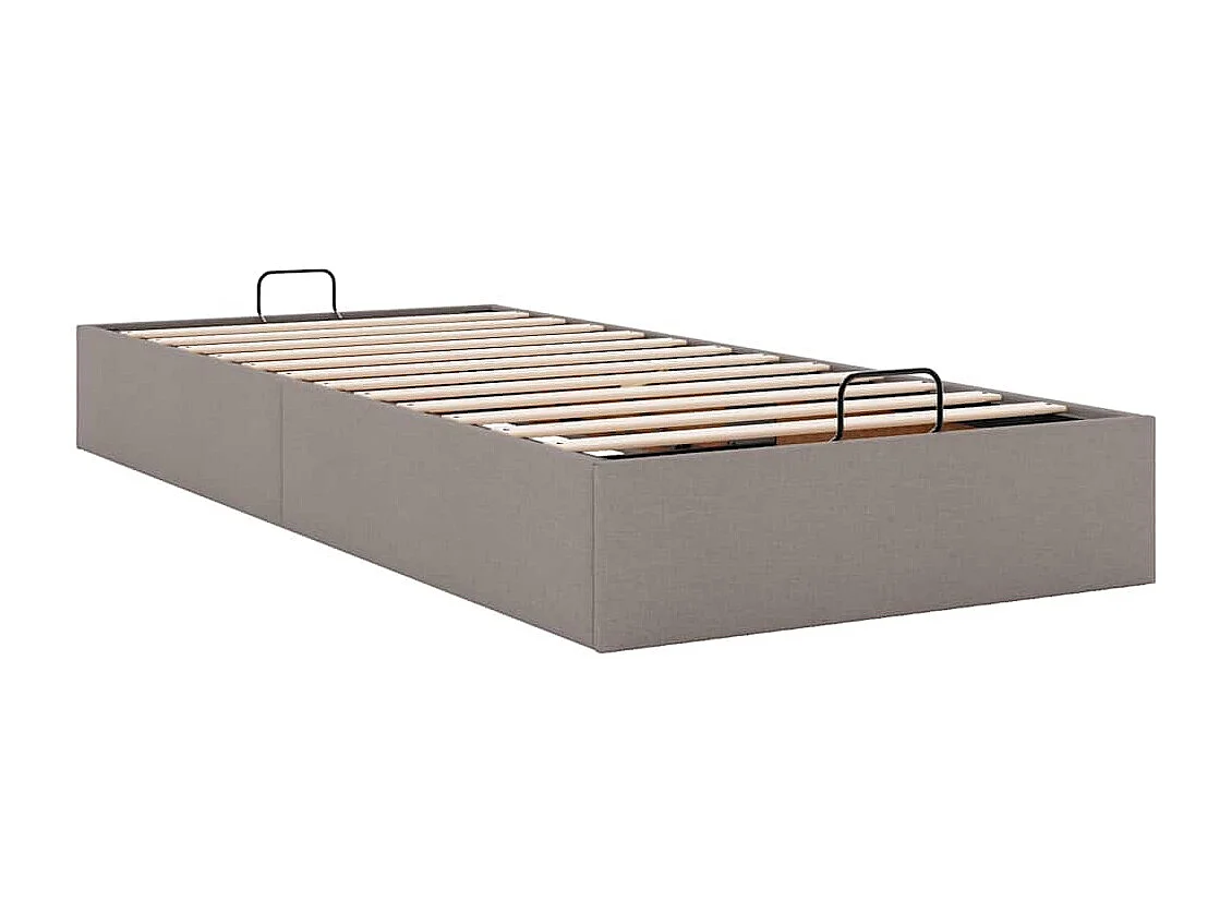 Cadre de lit ottoman sans matelas taupe 100x200 cm tissu