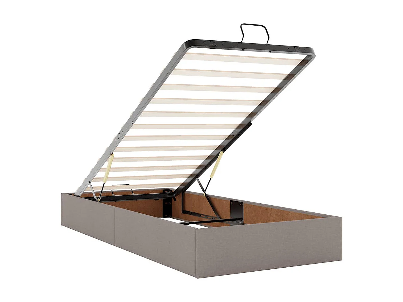 Cadre de lit ottoman sans matelas taupe 100x200 cm tissu