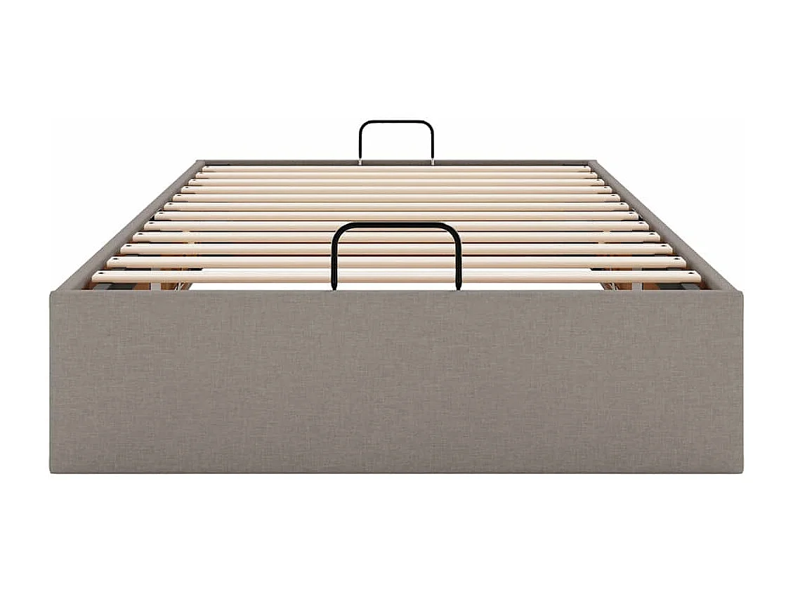 Cadre de lit ottoman sans matelas taupe 100x200 cm tissu