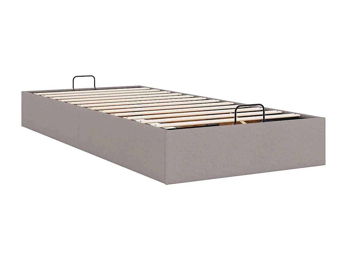 Cadre de lit ottoman sans matelas taupe 100x200 cm tissu
