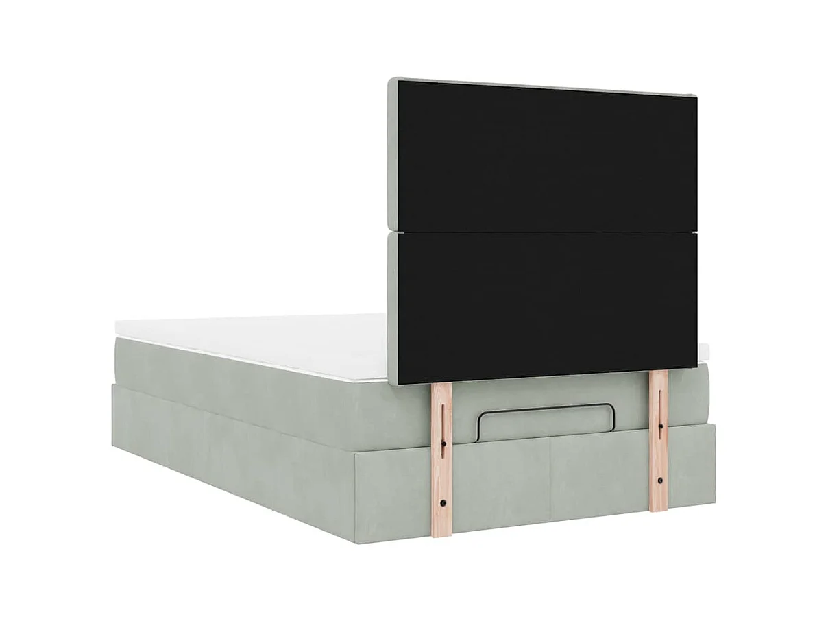 Ottoman bed met matrassen en LED's 120x200cm fluweel lichtgrijs