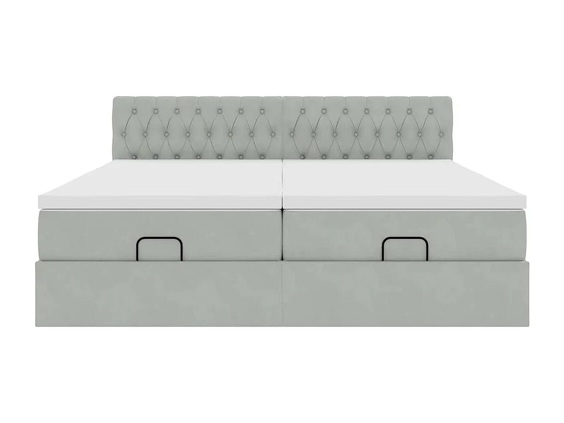 Cadre de lit ottoman et matelas gris clair 180x200cm velours
