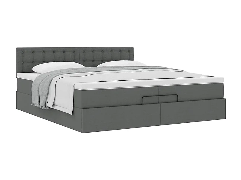 Ottoman bed met matras 200x200 cm stof donkergrijs