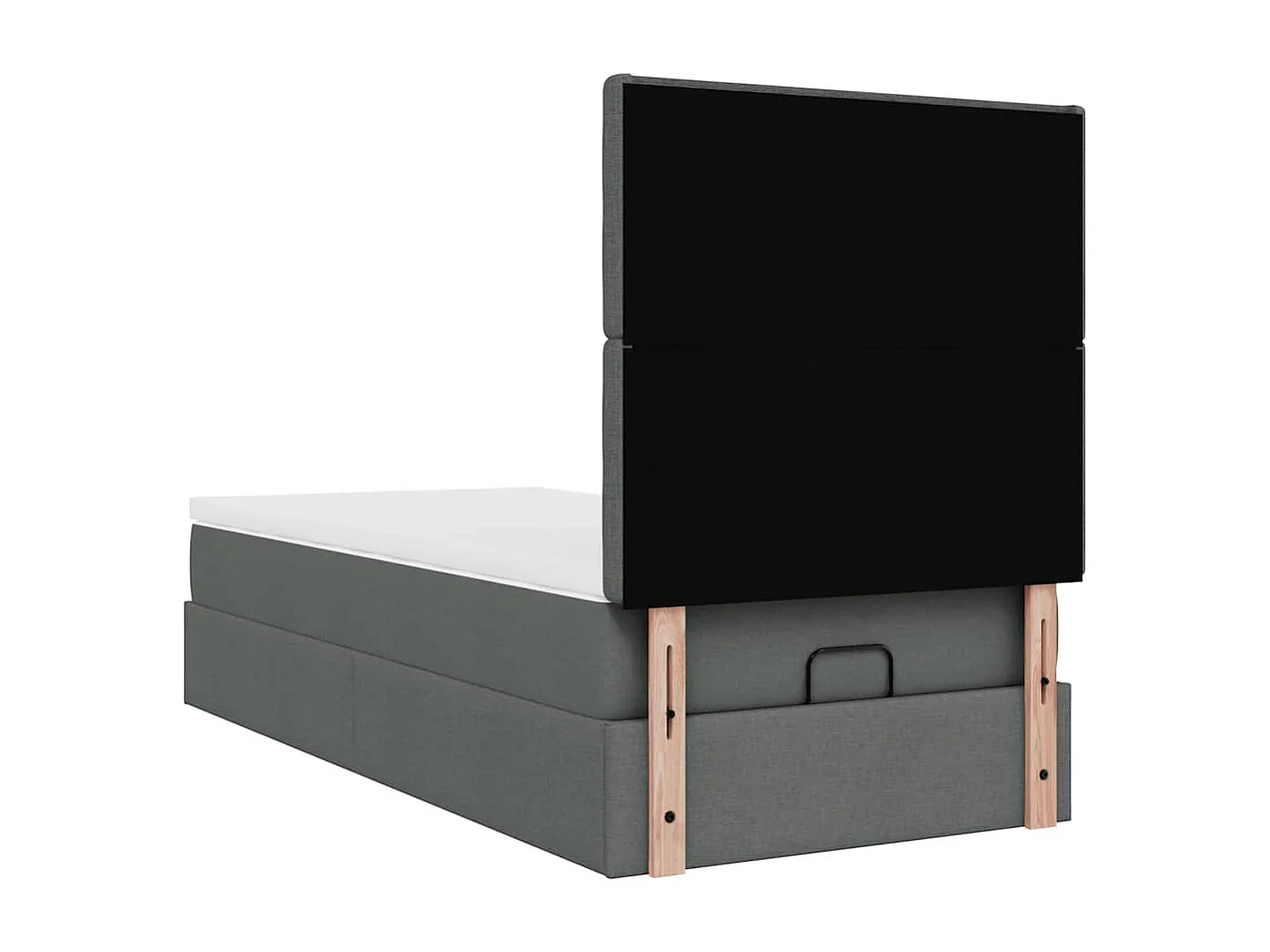 Cadre de lit ottoman avec matelas gris foncé 90x190 cm tissu
