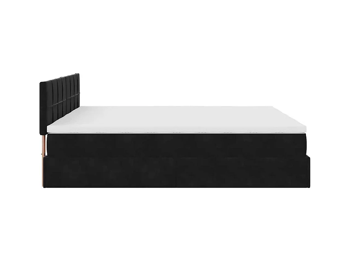 Cadre de lit ottoman avec matelas noir 200x200cm velours