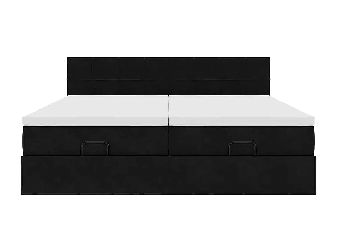 Cadre de lit ottoman avec matelas noir 200x200cm velours