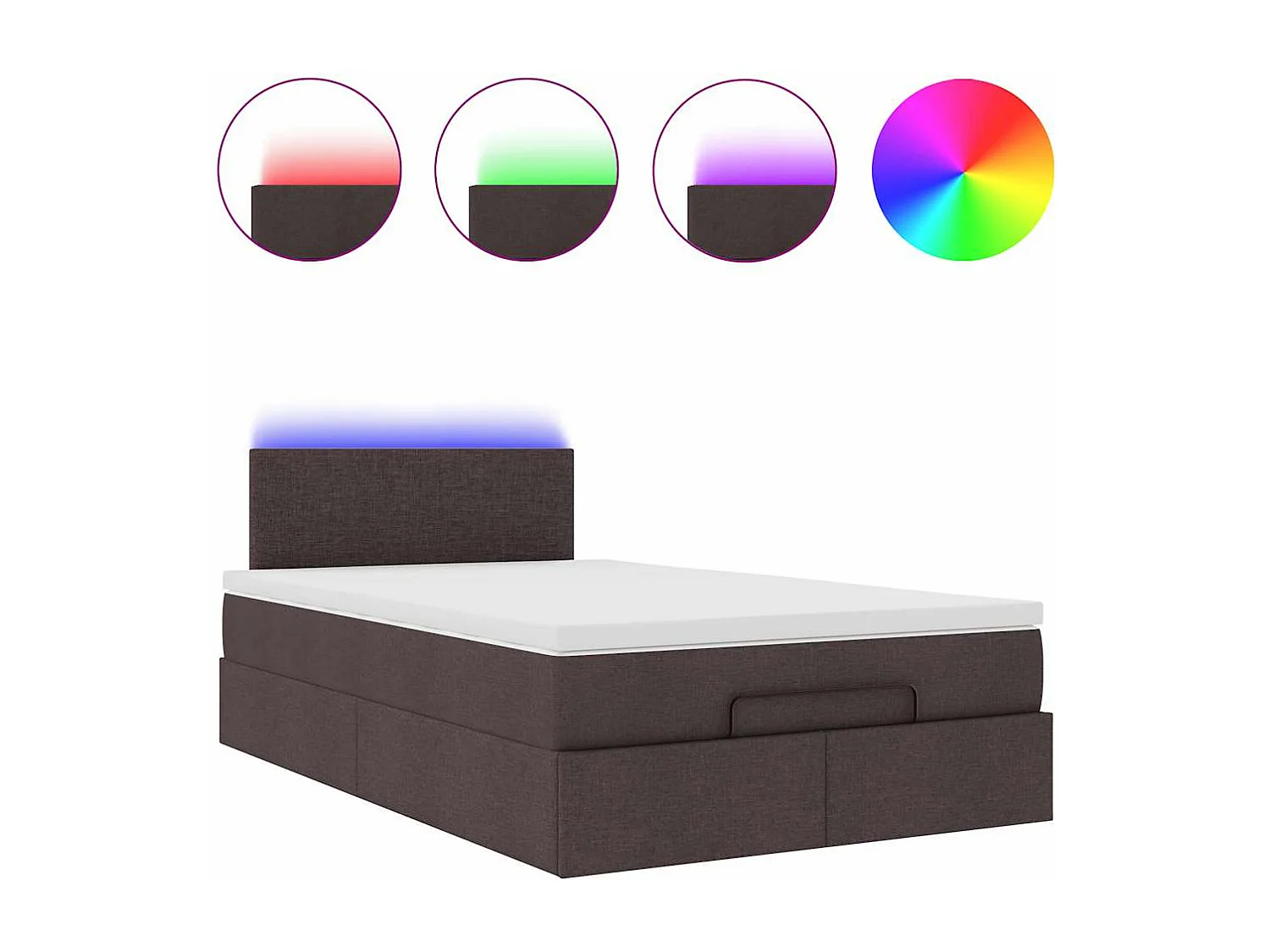 Lit ottoman avec matelas marron foncé 120x200 cm tissu