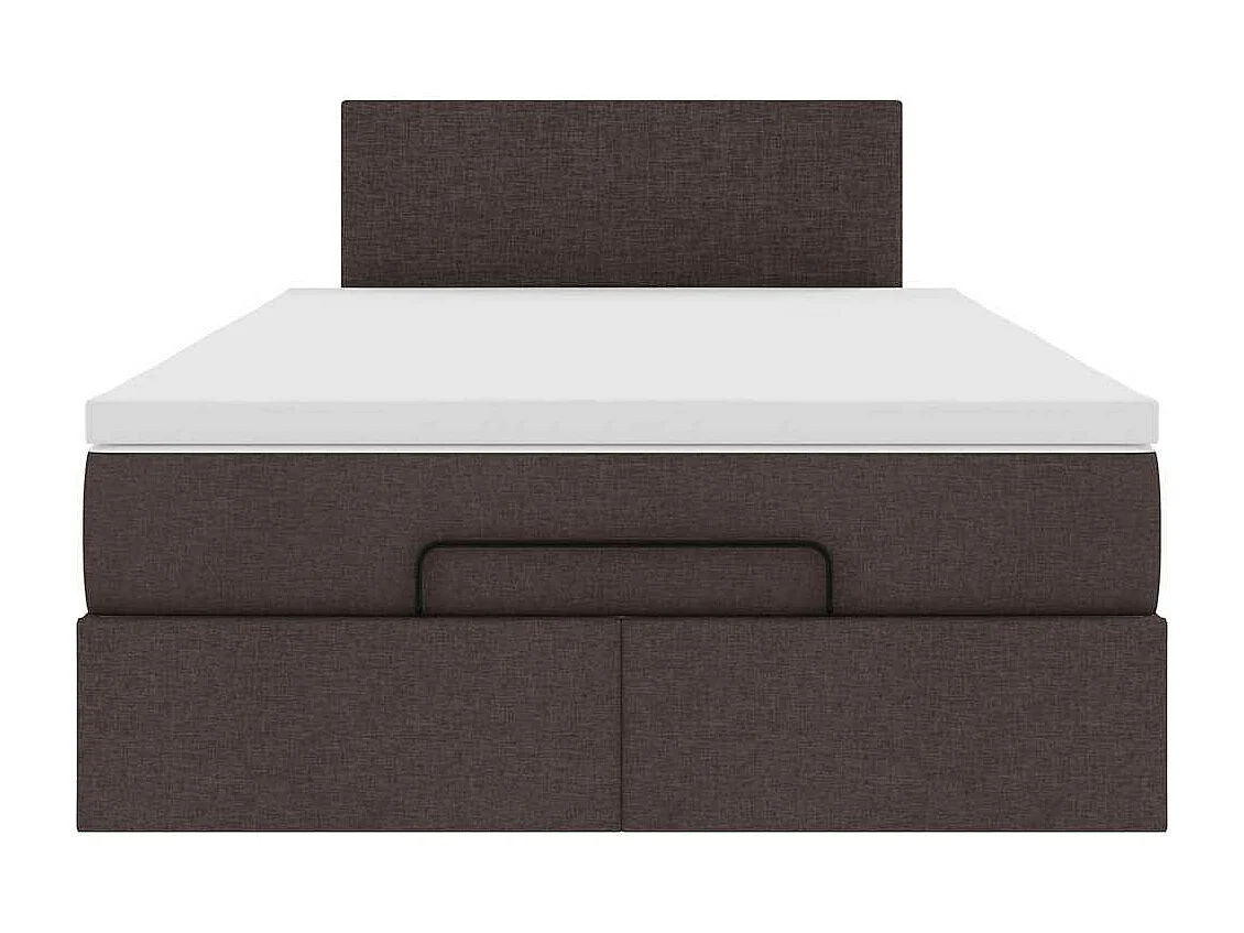 Lit ottoman avec matelas marron foncé 120x200 cm tissu