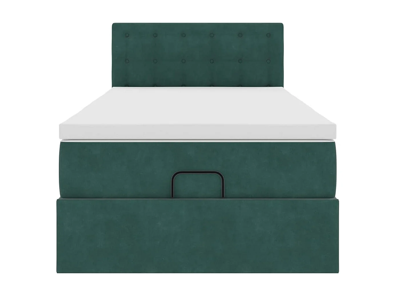Estrutura de cama otomana colchão 90x200 cm veludo verde escuro