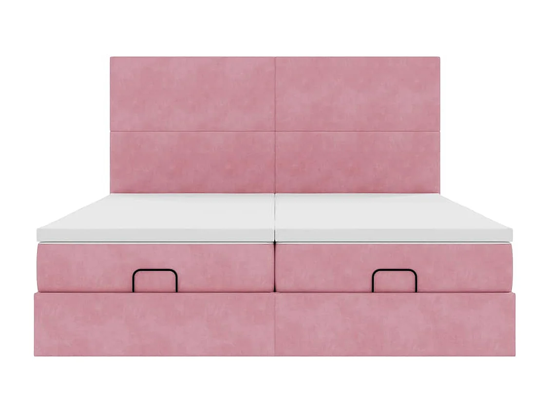 Cadre de lit ottoman avec matelas rose 160x200 cm velours