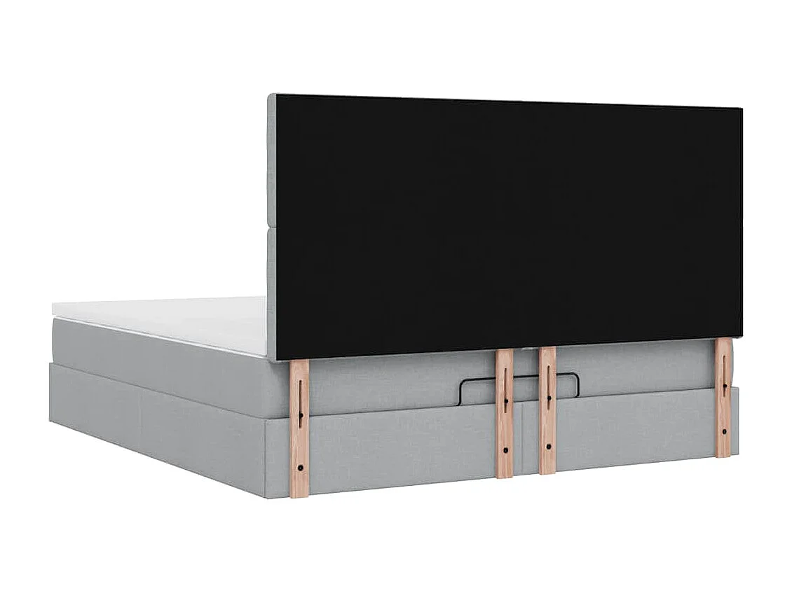 Cadre de lit ottoman et matelas gris clair 160x200cm tissu