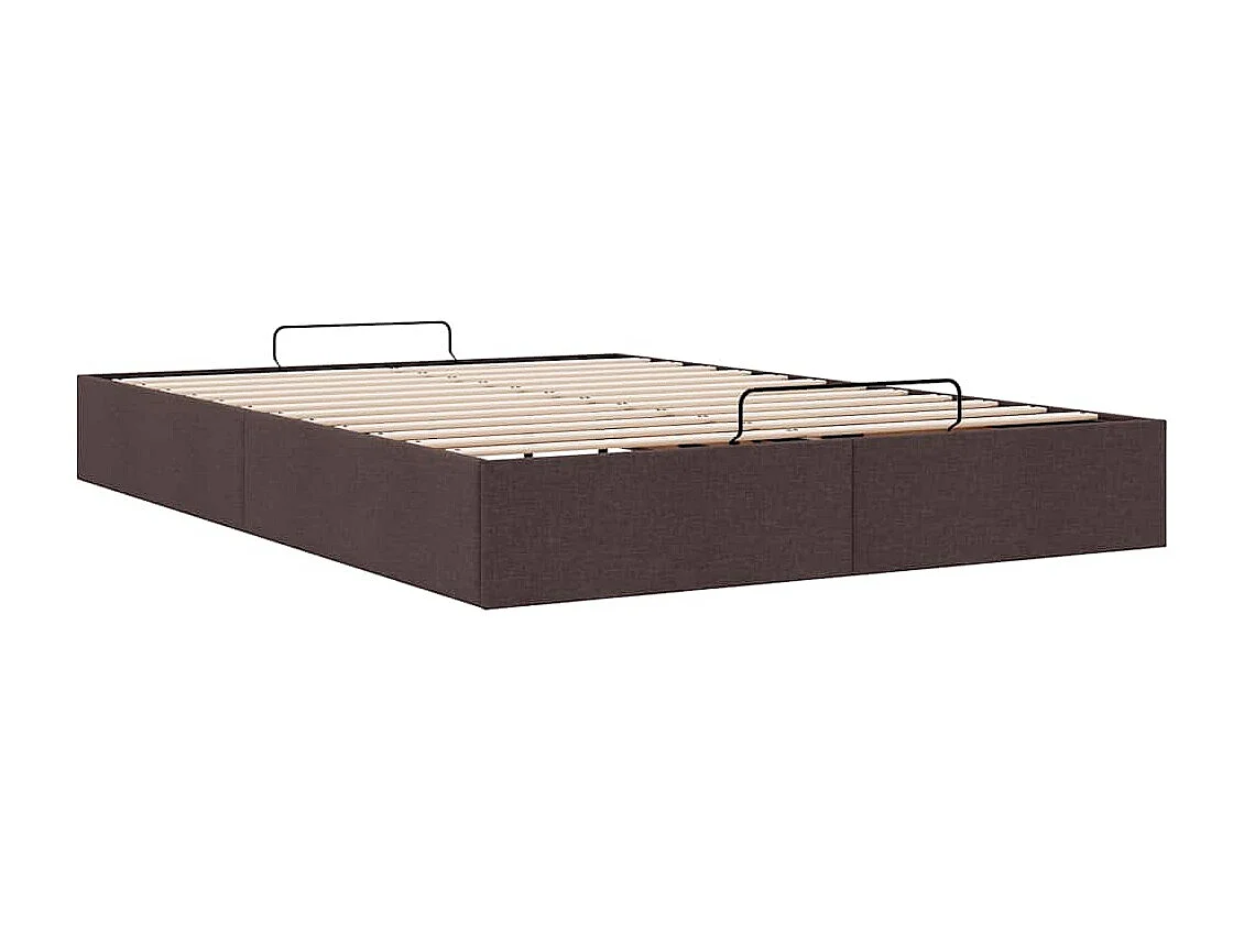 Cadre de lit ottoman sans matelas marron foncé 140x190 cm tissu