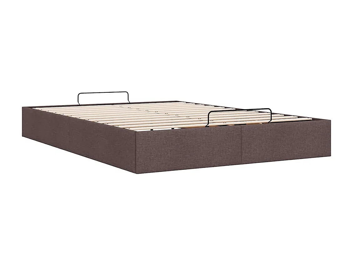 Cadre de lit ottoman sans matelas marron foncé 140x190 cm tissu