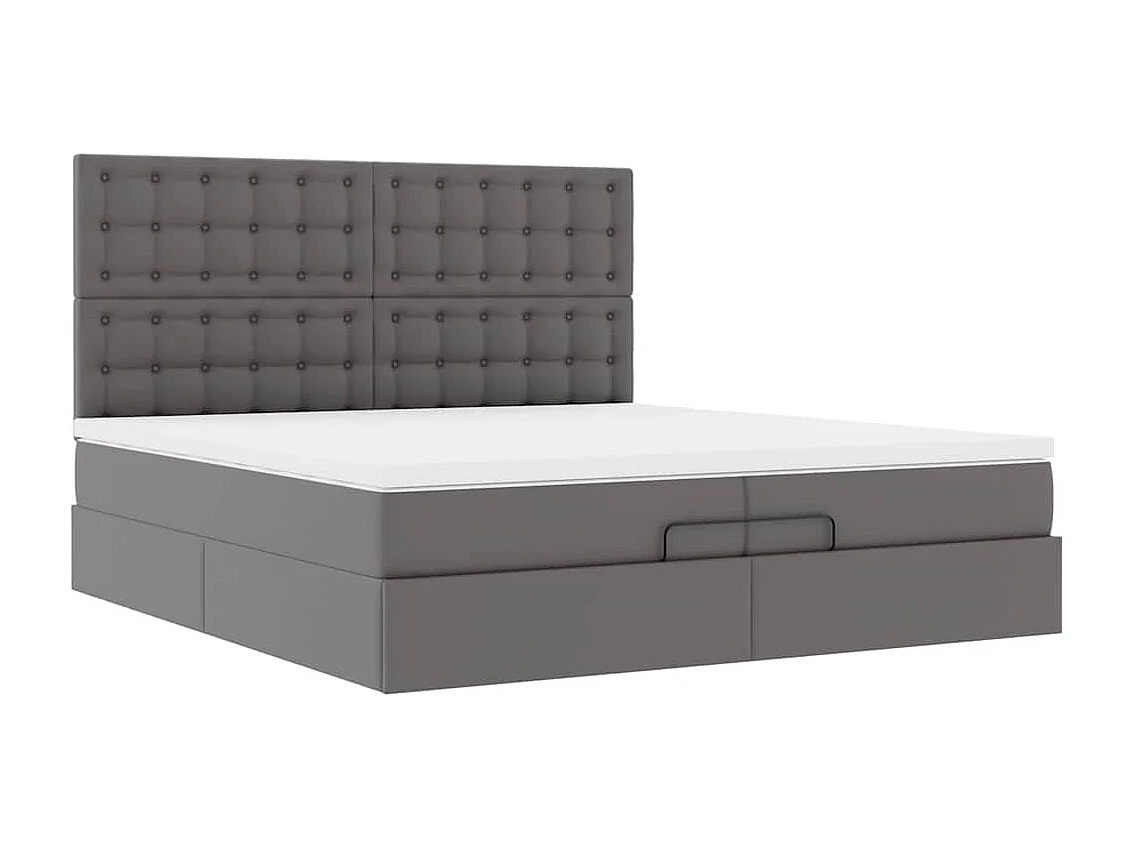 Cadre de lit ottoman avec matelas gris 200x200 cm similicuir