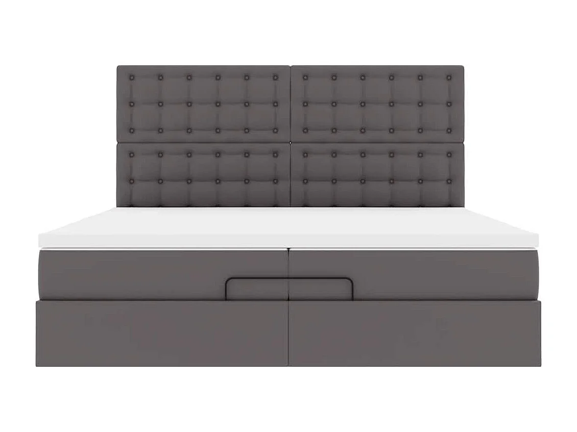 Cadre de lit ottoman avec matelas gris 200x200 cm similicuir