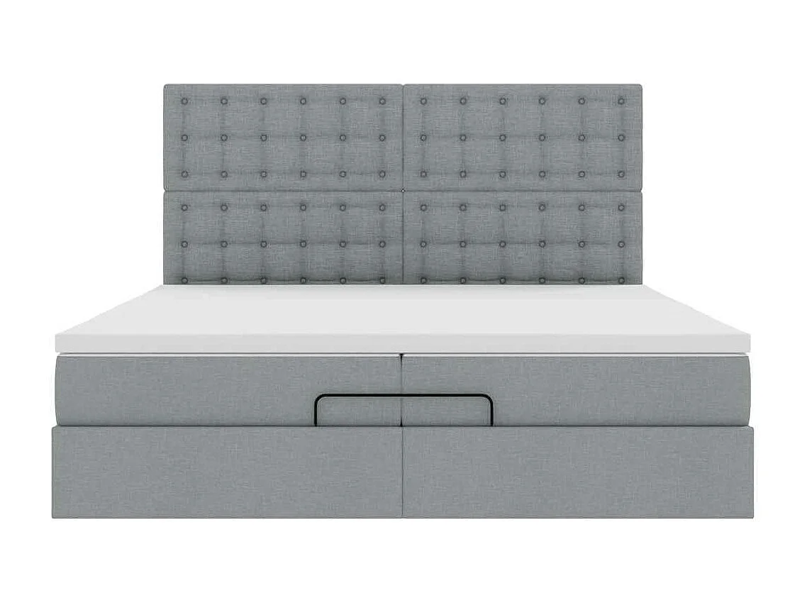 Estructura de cama otomana colchones tela gris claro 200x200cm