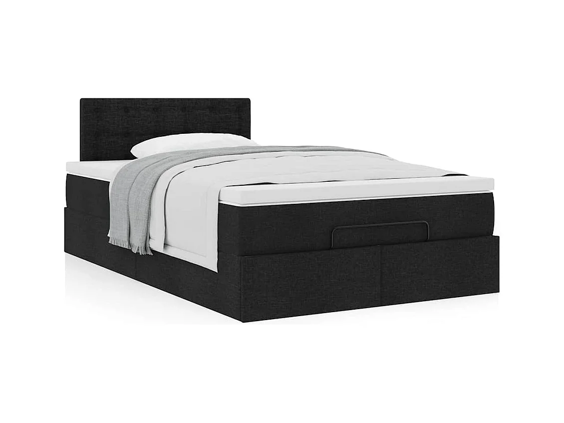 Estructura cama otomana colchón tela negro 120x200cm