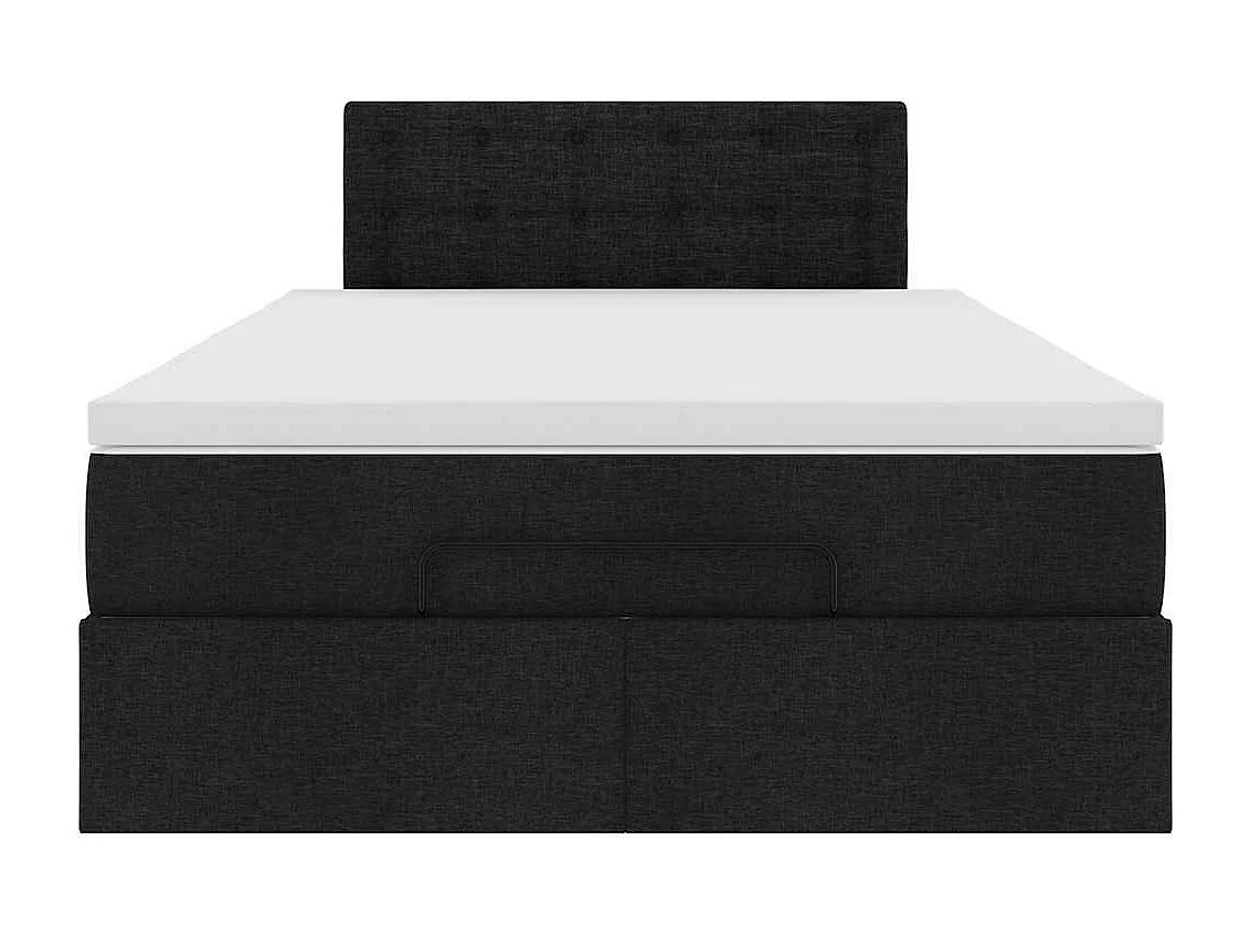 Cadre de lit ottoman avec matelas noir 120x200cm tissu