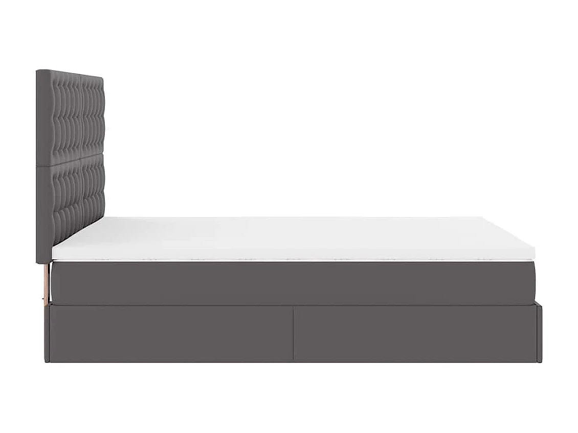 Cadre de lit ottoman avec matelas gris 140x190 cm similicuir