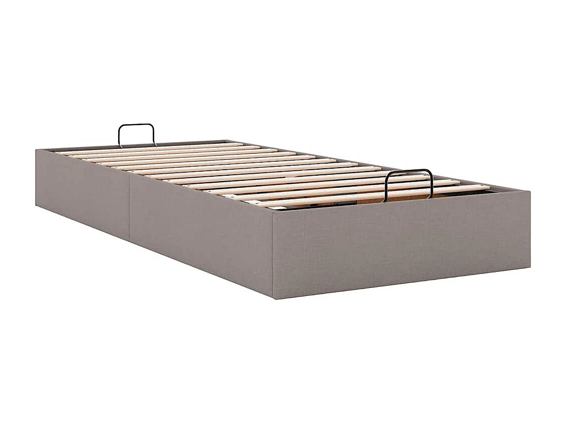 Cadre de lit ottoman sans matelas taupe 90x190 cm tissu