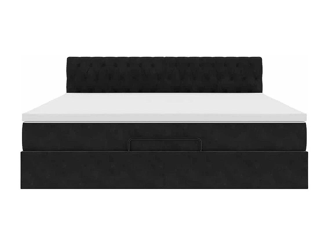 Cadre de lit ottoman avec matelas noir 160x200 cm velours