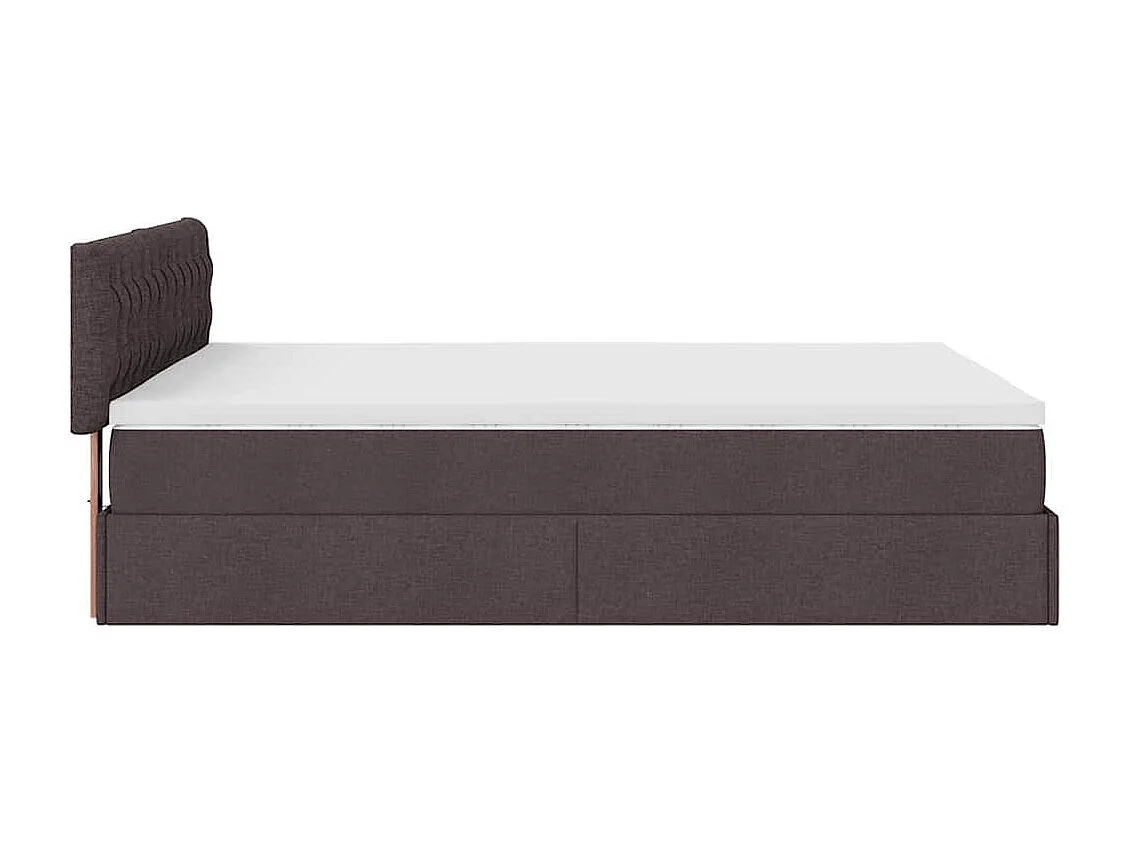 Cadre de lit ottoman avec matelas marron foncé 140x200 cm tissu