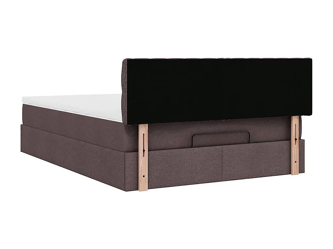 Cadre de lit ottoman avec matelas marron foncé 140x200 cm tissu