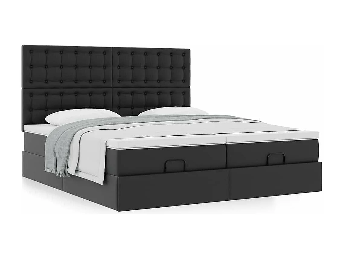 Cadre de lit ottoman avec matelas noir 160x200 cm similicuir