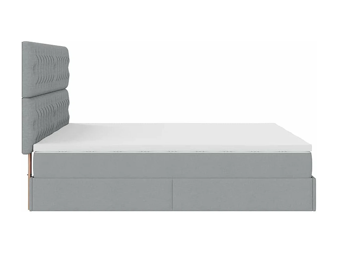 Ottoman bed met matrassen en LED's 180x200cm stof lichtgrijs