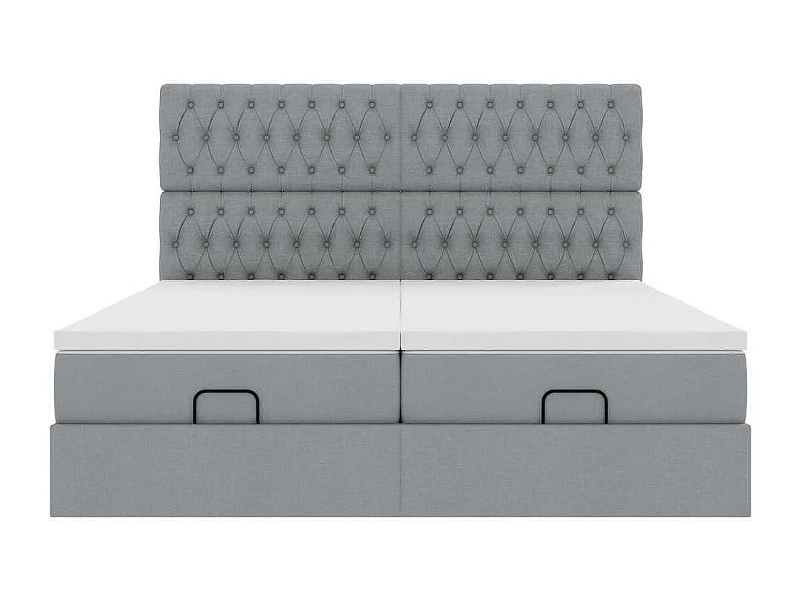 Estructura de cama otomana colchones tela gris claro 180x200cm
