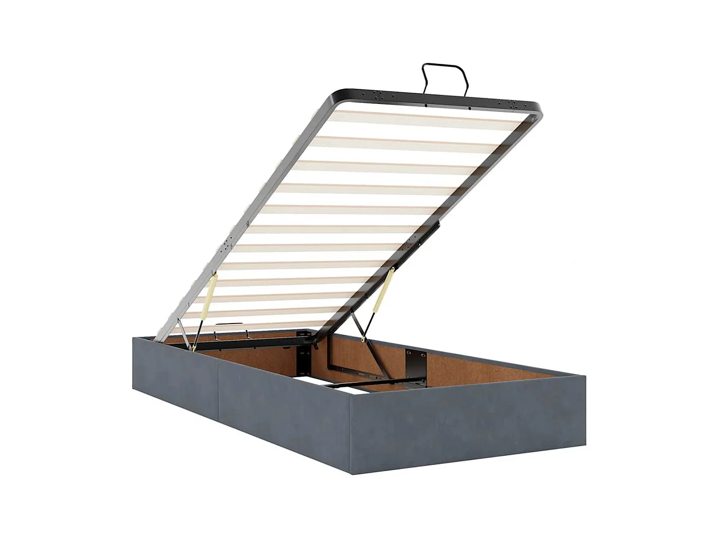 Cadre de lit ottoman avec matelas gris foncé 160x200cm velours