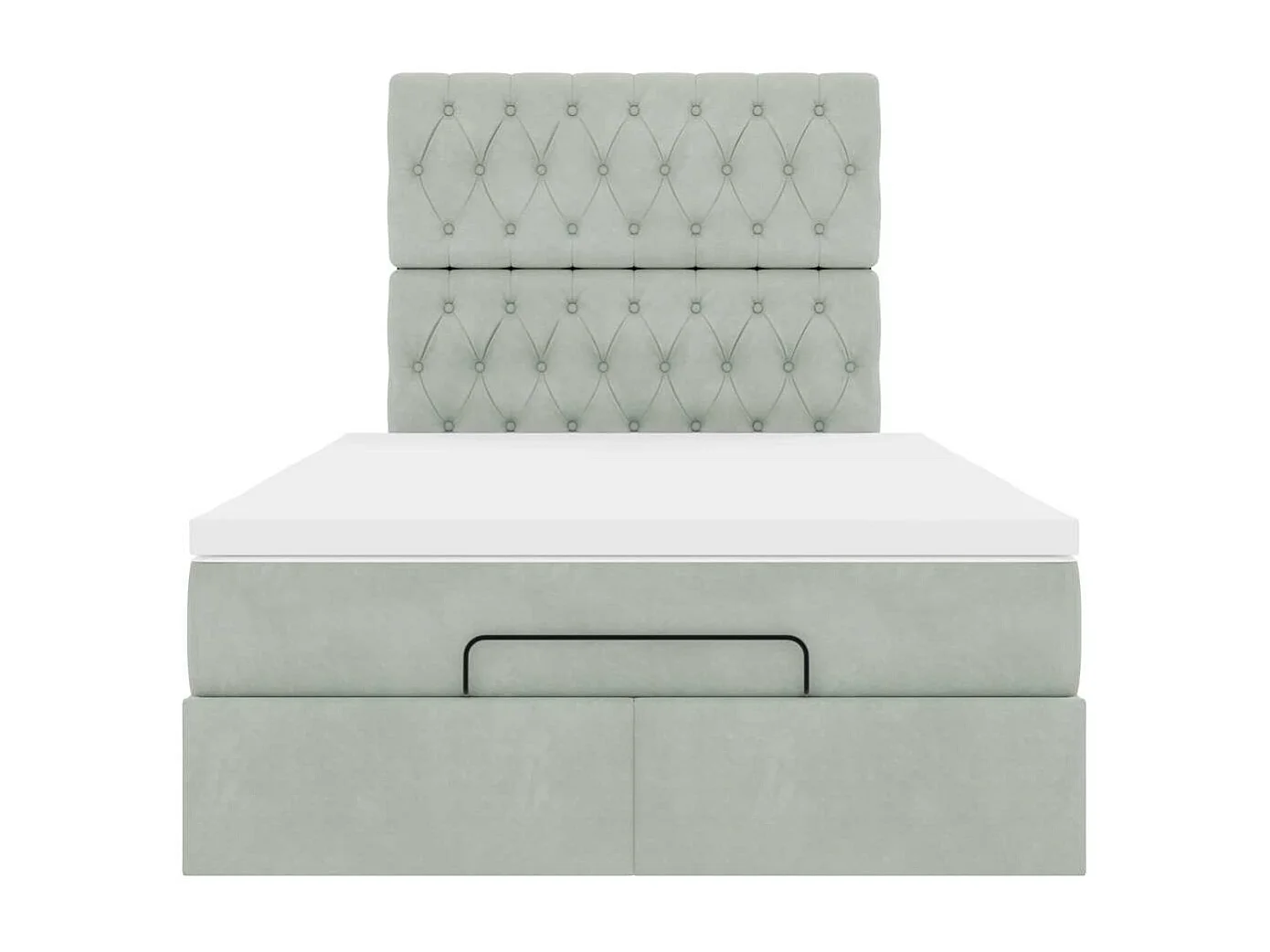 Cadre de lit ottoman et matelas gris clair 120x200 cm velours