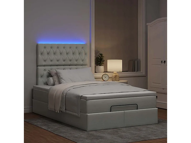 Estrutura de cama otomana com colchões cinza claro Veludo