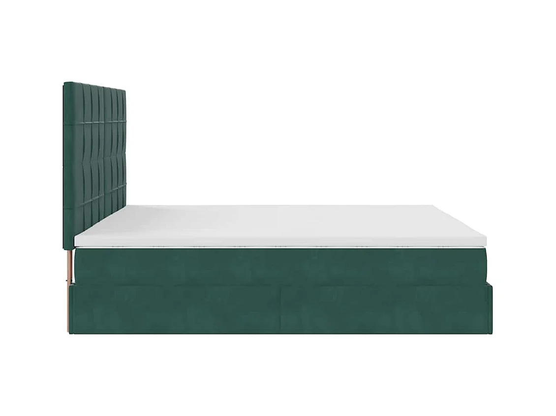 Cadre de lit ottoman avec matelas vert foncé 180x200cm velours