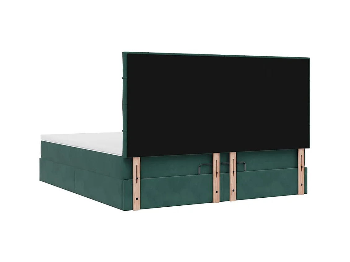 Cadre de lit ottoman avec matelas vert foncé 180x200cm velours