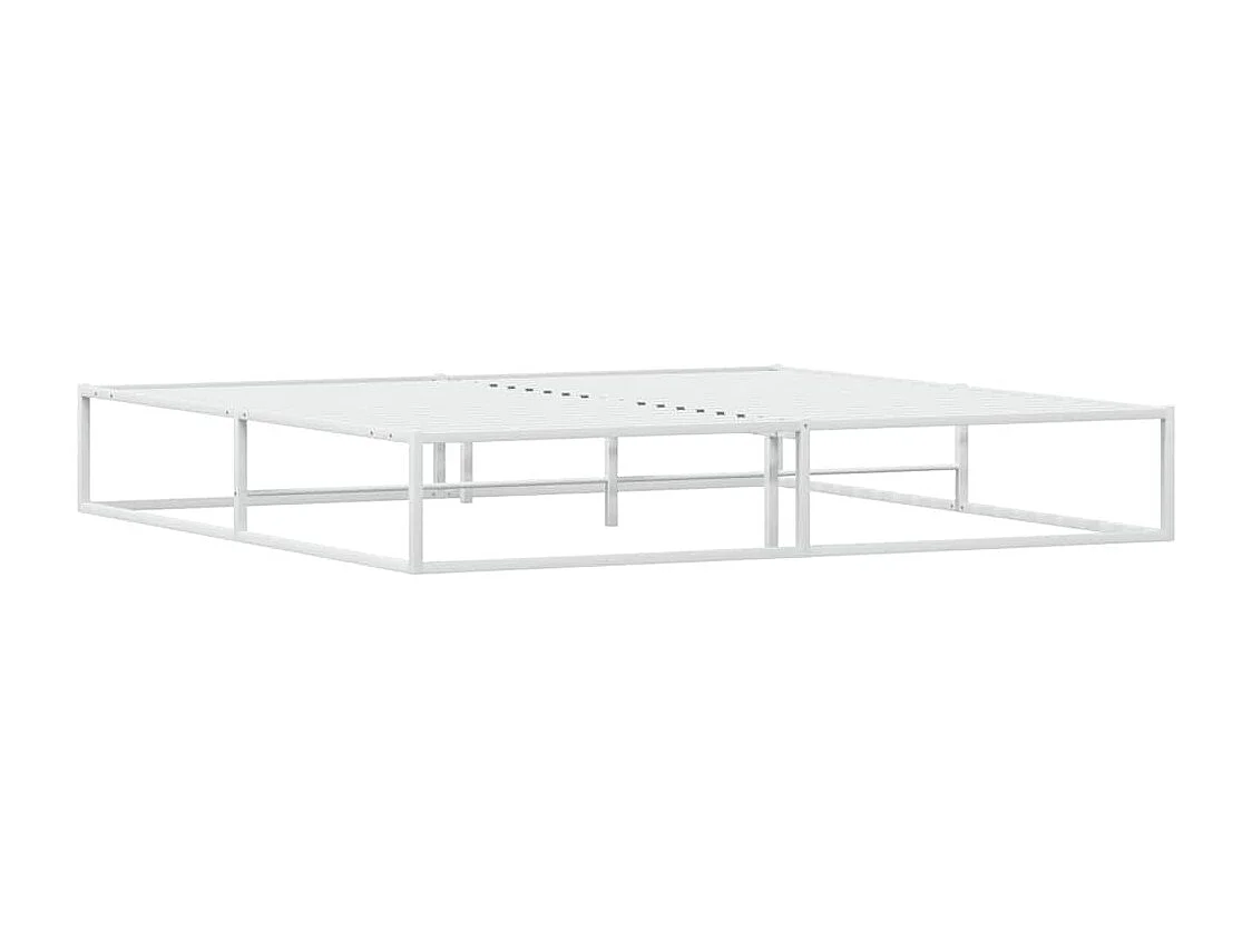 Cadre de lit sans matelas blanc 200x200 cm métal