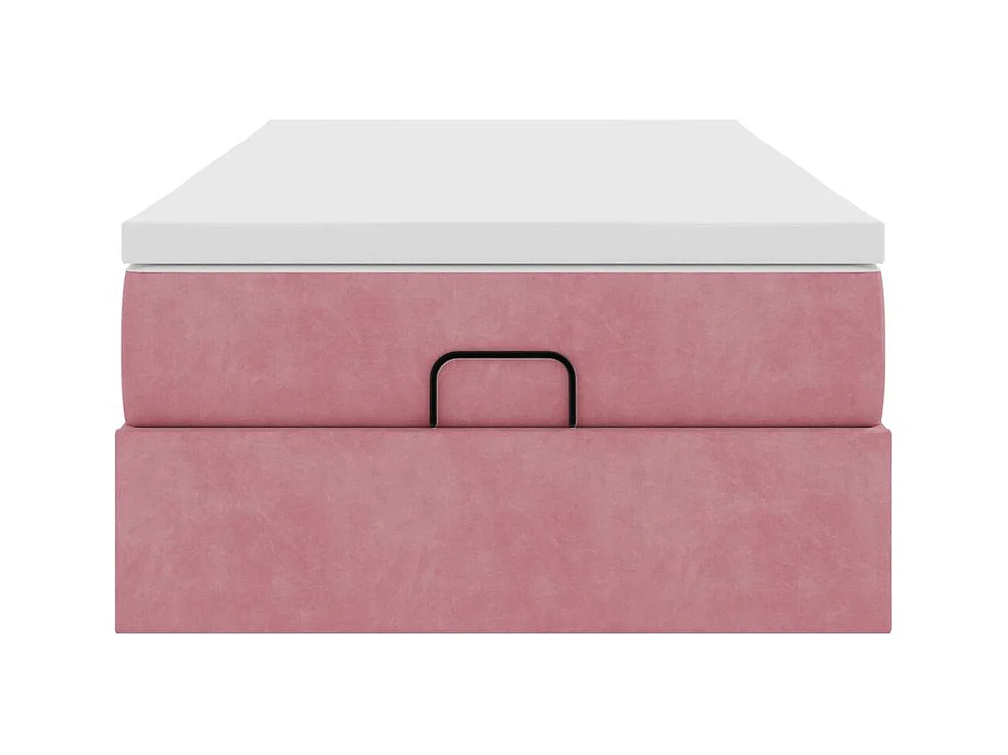 Estrutura de cama otomana com colchão 80x200 cm veludo rosa