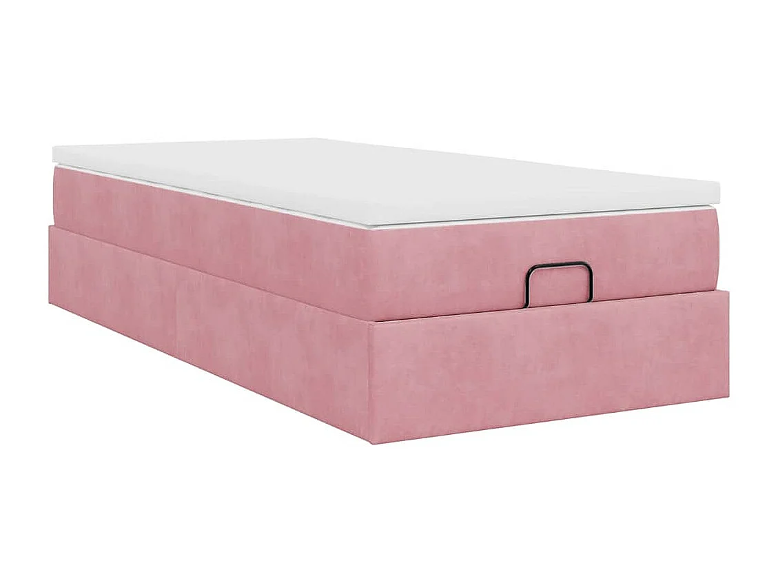 Estrutura de cama otomana com colchão 80x200 cm veludo rosa