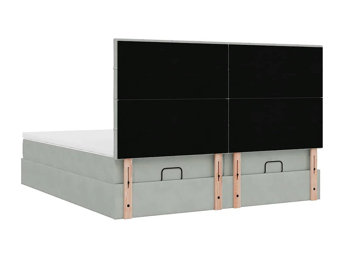 Cadre de lit ottoman avec matelas gris clair 200x200 cm velours