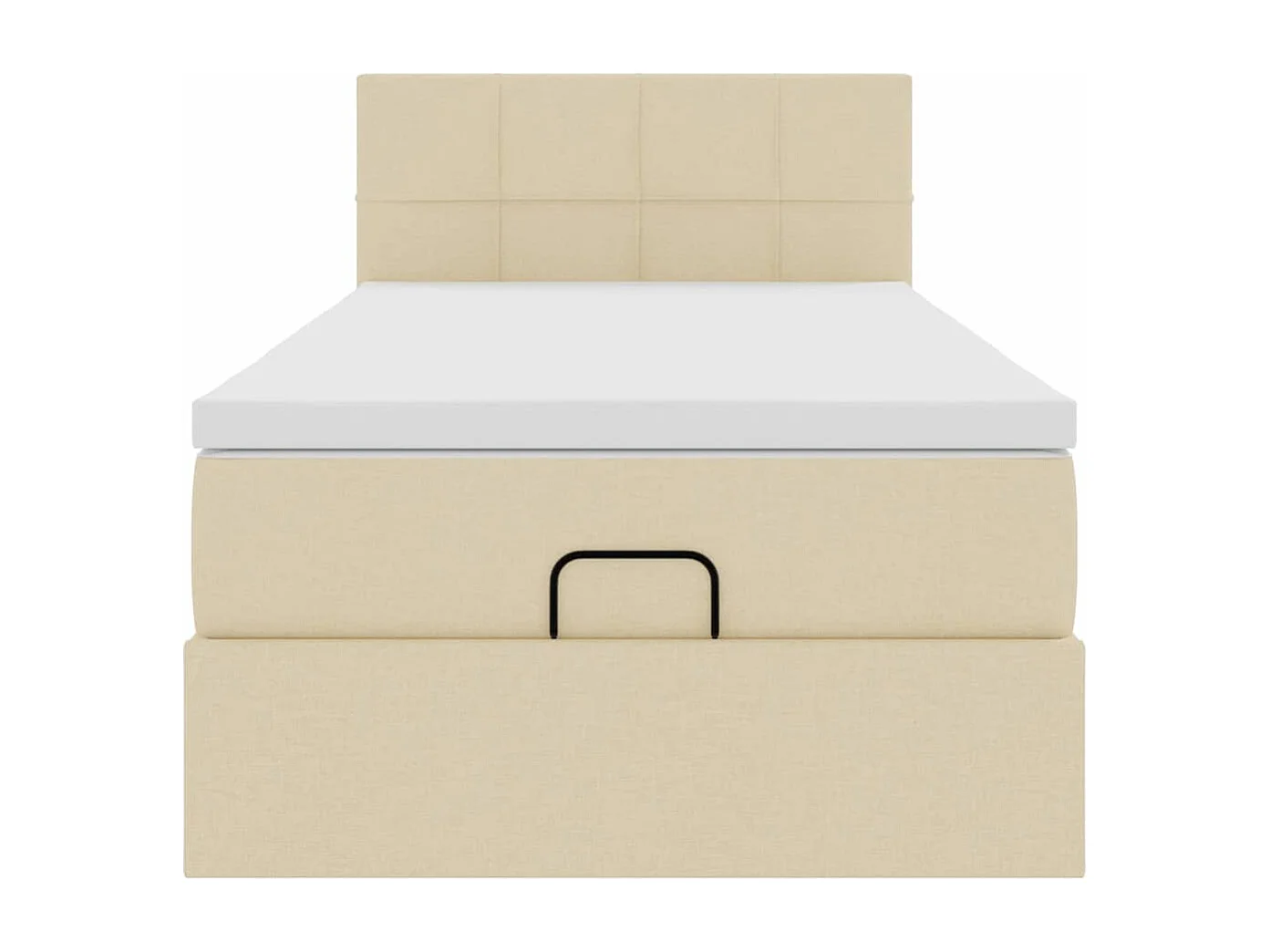 Cadre de lit ottoman avec matelas crème 90x190 cm tissu