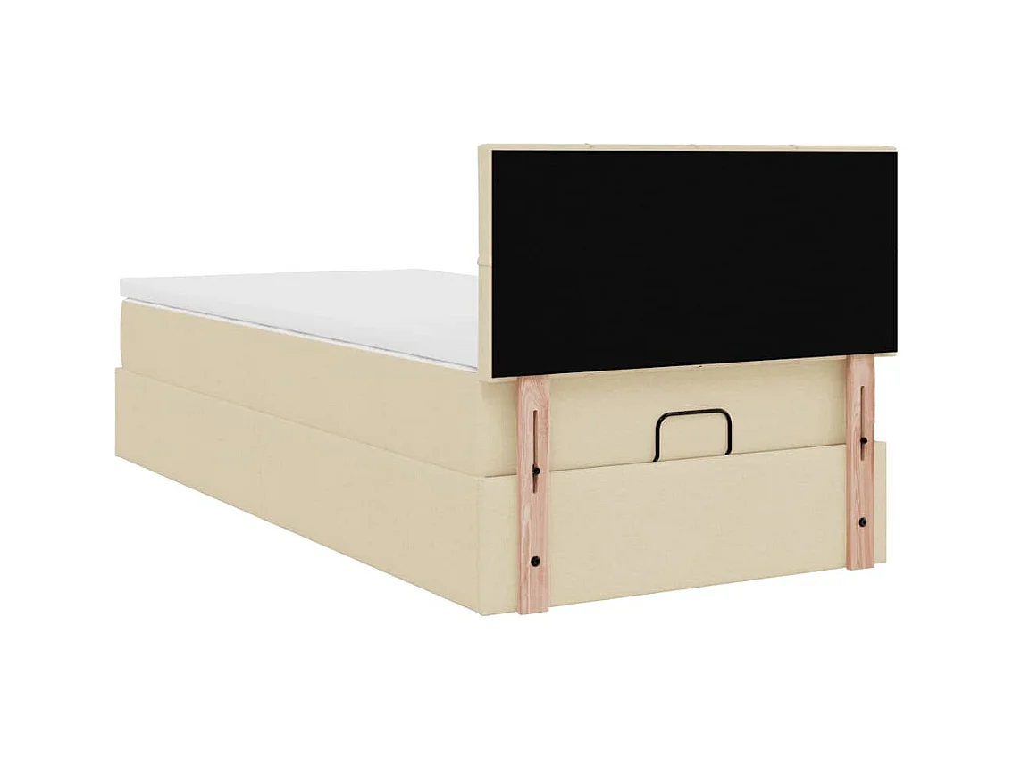 Estrutura de cama otomana com creme de colchão 90x190cm tecido