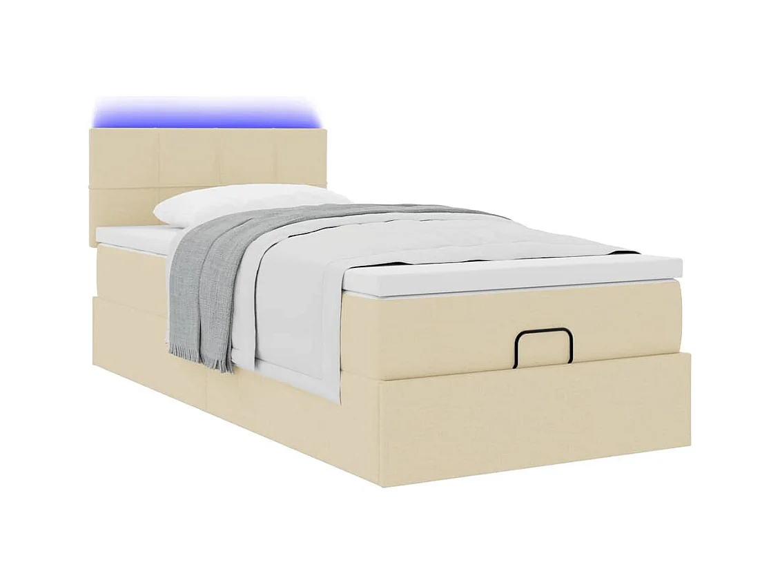 Estrutura de cama otomana com creme de colchão 90x190cm tecido