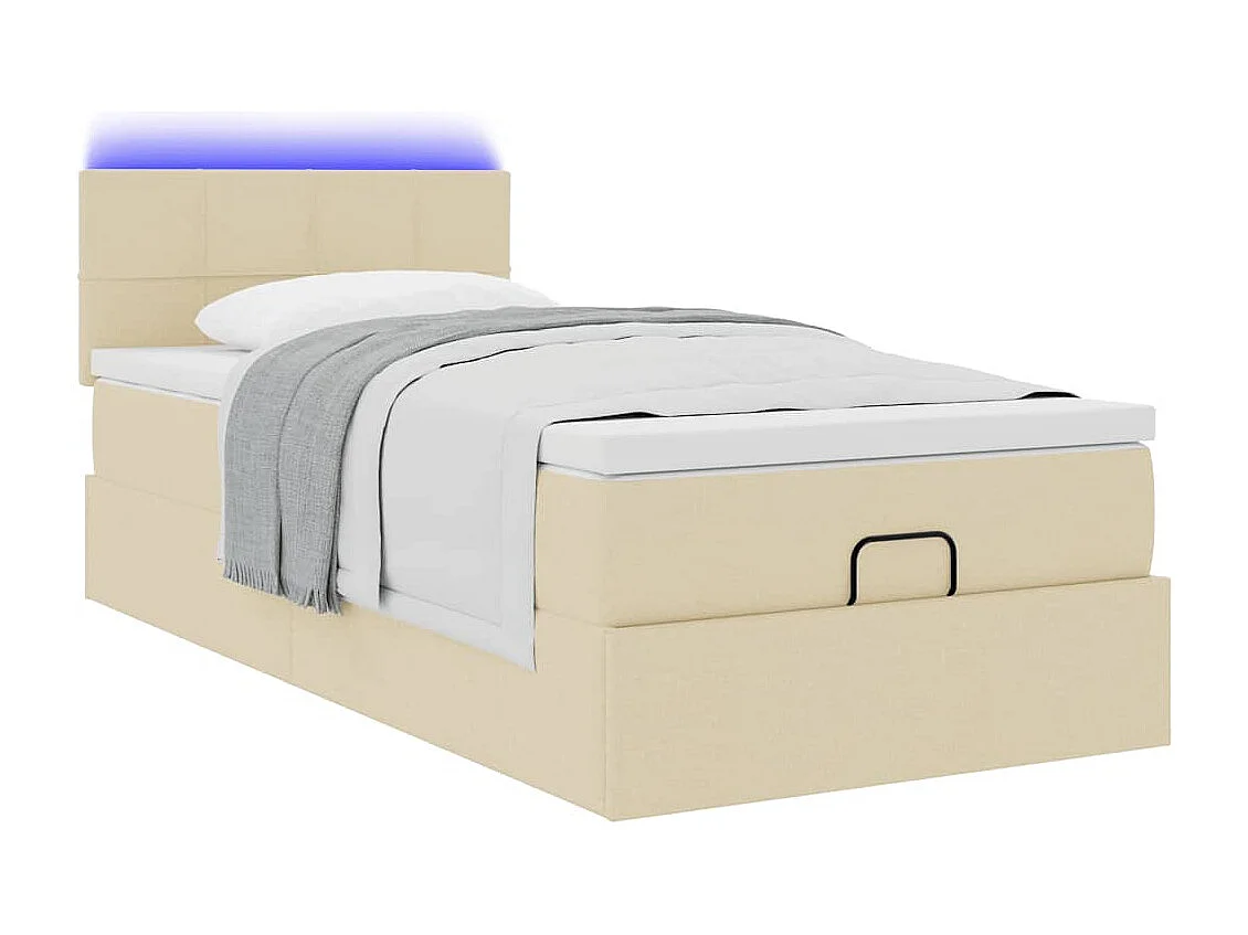 Ottoman bed met matras en LED's 90x190cm stof crèmekleurig