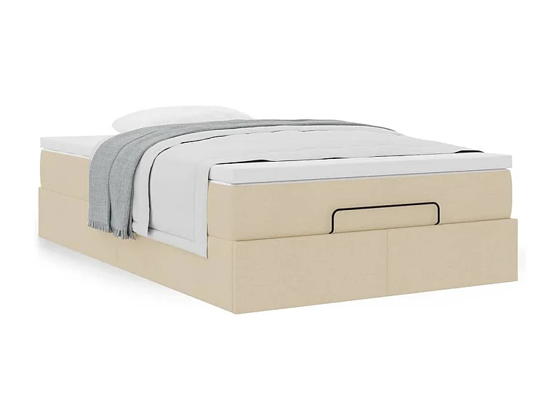 Estrutura de cama otomana com colchão 120x190 cm tecido creme