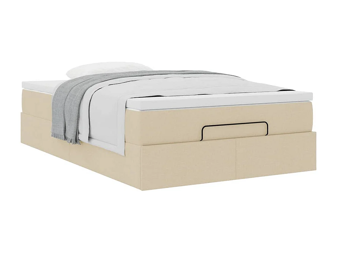 Estrutura de cama otomana com colchão 120x190 cm tecido creme