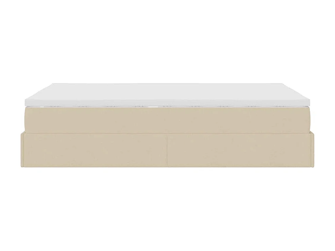 Estrutura de cama otomana com colchão 120x190 cm tecido creme