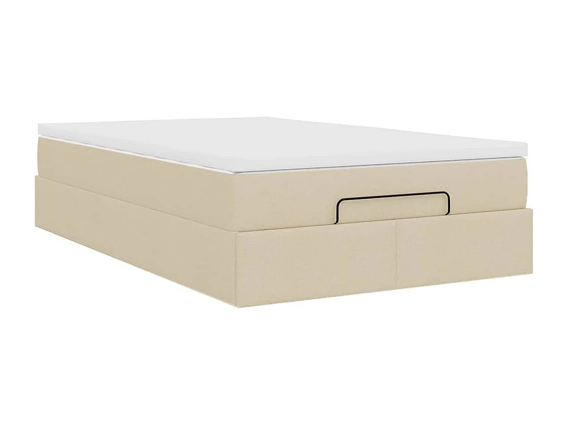 Cadre de lit ottoman avec matelas crème 120x190 cm tissu